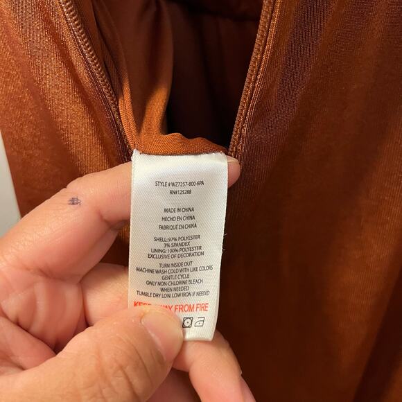 Jason Wu Emmett Burnt Orange Rhinestone Cowl Neck Jumpsuit Size Medium - Picture 4 of 7